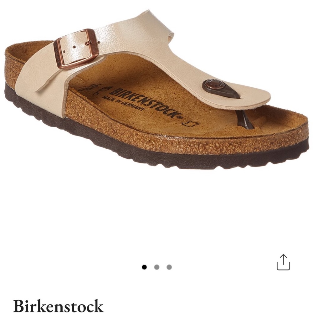 Birkenstock Gizeh Thong Sandal in Cream with Brown Footbed